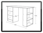 Home Malibu 3 Drawer Office Desk - Black & Brown | Study Workspace Table Storage