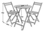 2 Seater Folding Wooden Garden Bistro Set - Brown
