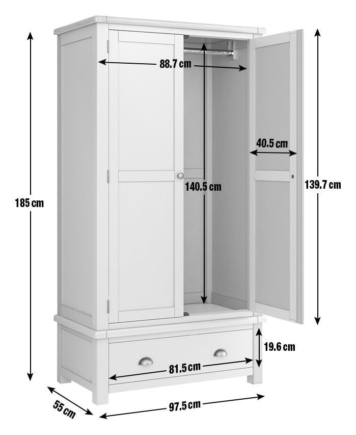 Home Kent 2 Door 1 Drawer Wardrobe - Cream and Oak | Warm Natural Aesthetic