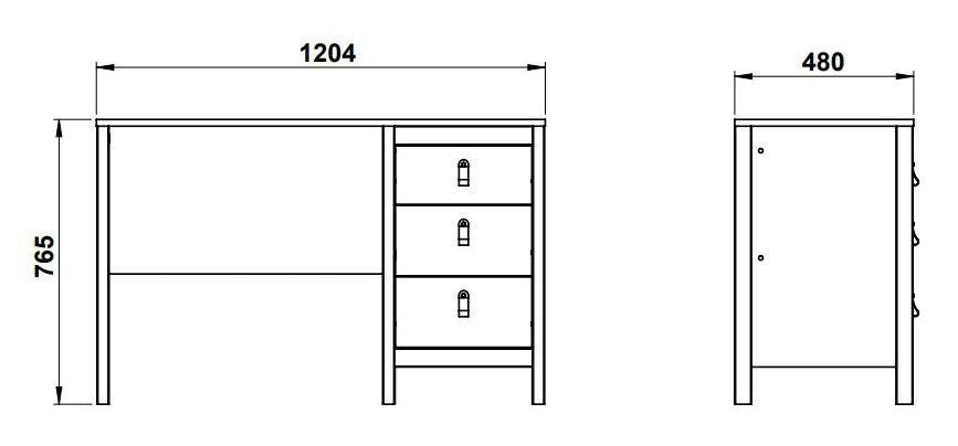 Tvilum Madrid 3 Drawer Office Desk - Oak | Minimalist Approach Workspace Setup