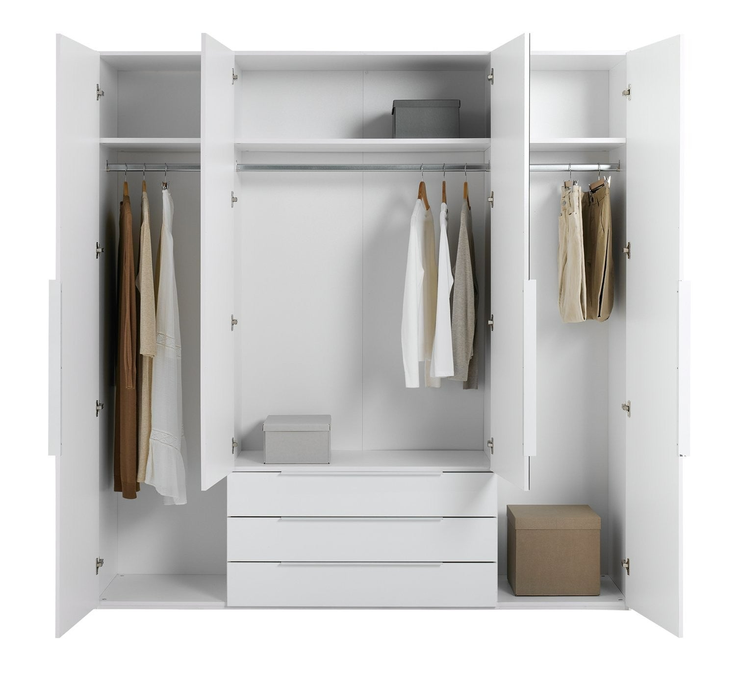 Hallingford 4 Door 3 Drawer Wardrobe- White Gloss | High Shine Furniture