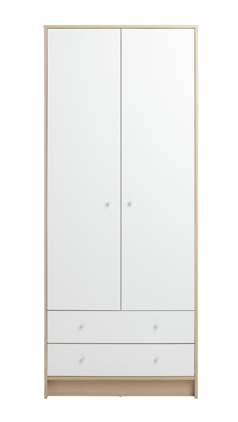 Home Kids Malibu 2 Door 2 Drawer Wardrobe - White | Childrens Bedroom Storage