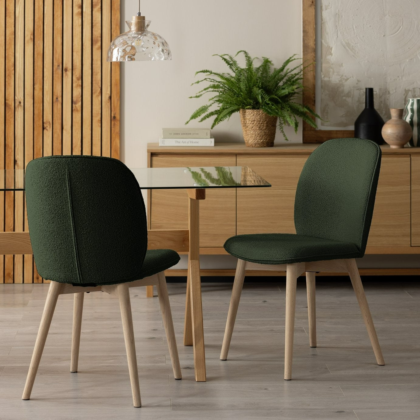 Laurel Pair of Fabric Dining Chairs - Dark Green | Rich Color Accent