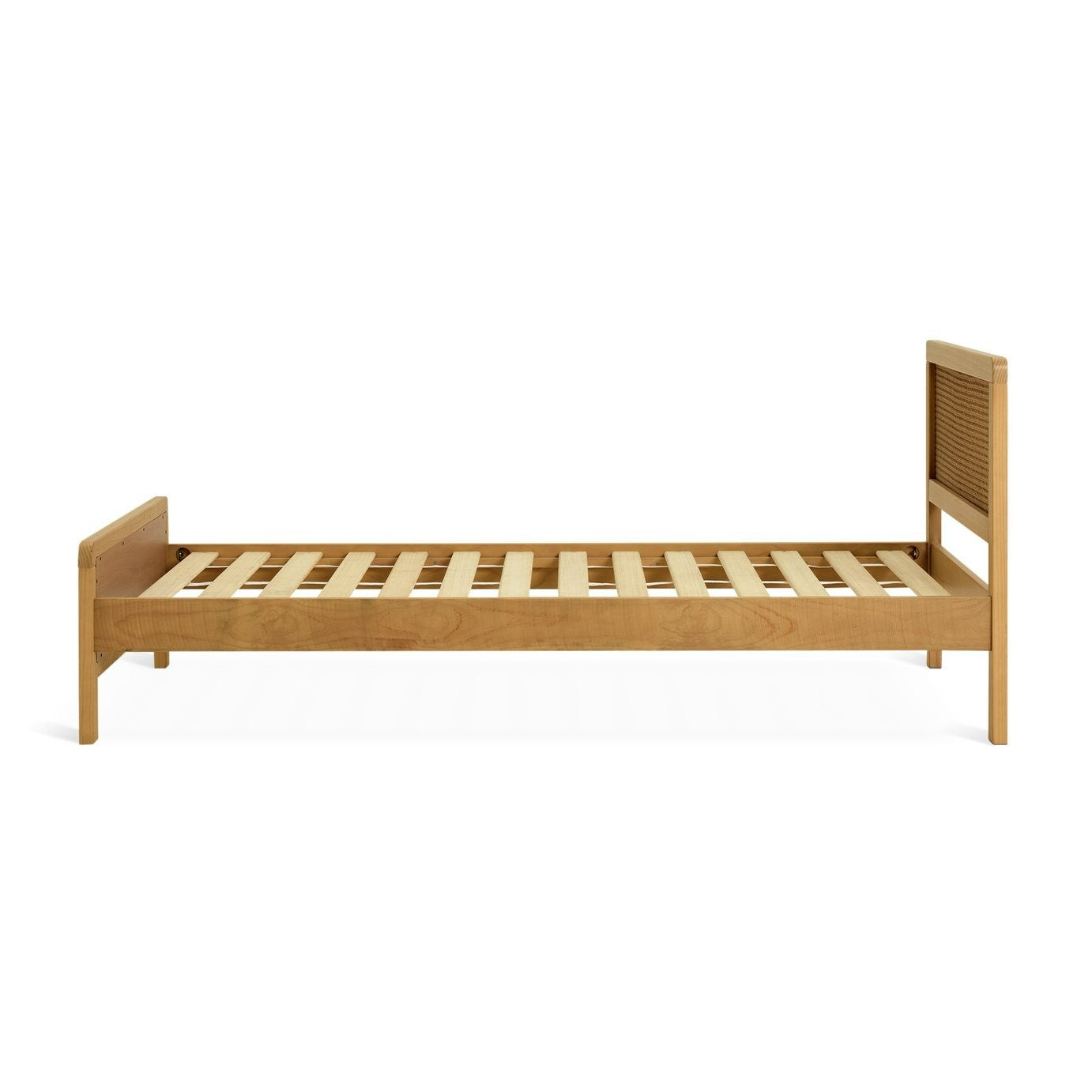 Kids Single Rattan Bed Frame - Oak Stain | natural rattan bed kids