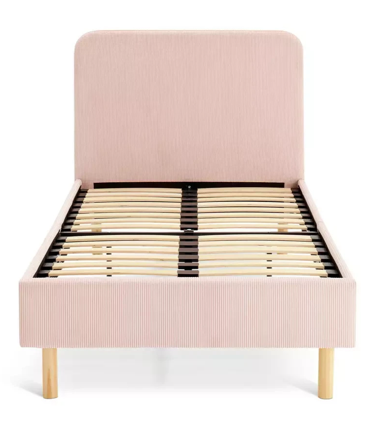 Home Kids Arden Single Upholstered Bed Frame Pink | Children's Bedroom Furniture