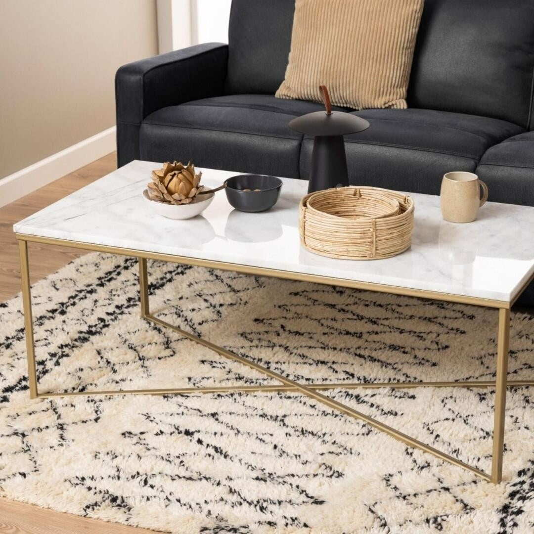 Alisma Coffee Table - White Marble Top | Elegant Stone Surface