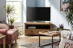 Home Kent 2 Drawer Corner Oak TV Unit - Natural | Space Saving Media Setup