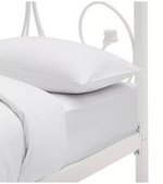 Home Marietta Single Metal Bed Frame White | Modern Bedroom Bed Frame Furniture