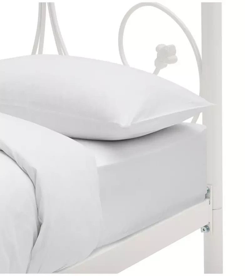 Home Marietta Single Metal Bed Frame White | Modern Bedroom Bed Frame Furniture