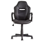Faux Leather Mid Back Gaming Chair - Black