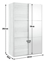Holsted Half Mirror 120cm Sliding Wardrobe -White | Space-saving white wardrobe