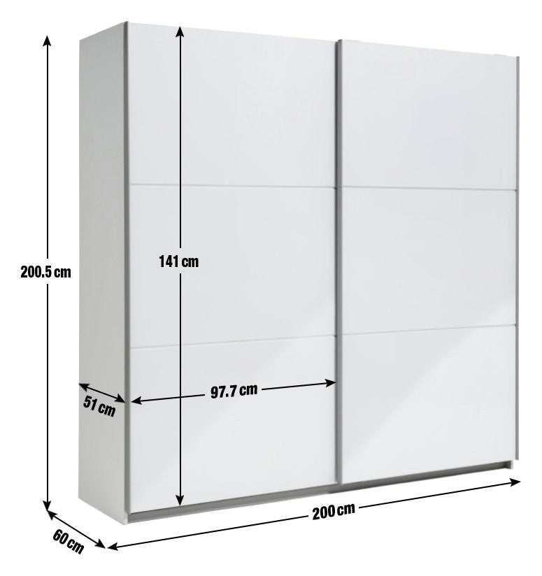 Holsted 200cm Sliding Wardrobe - White | Refined Bedroom Atmosphere