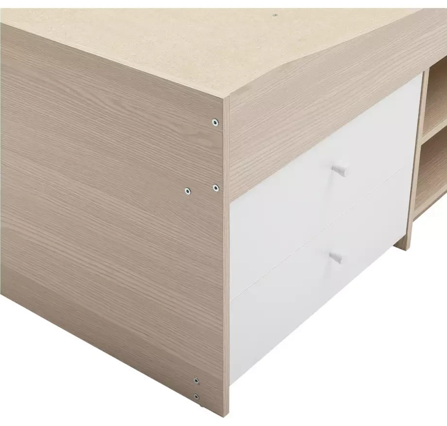 Malibu Storage Cabin Bed White & Acacia | Kids Bedroom Bed with Storage