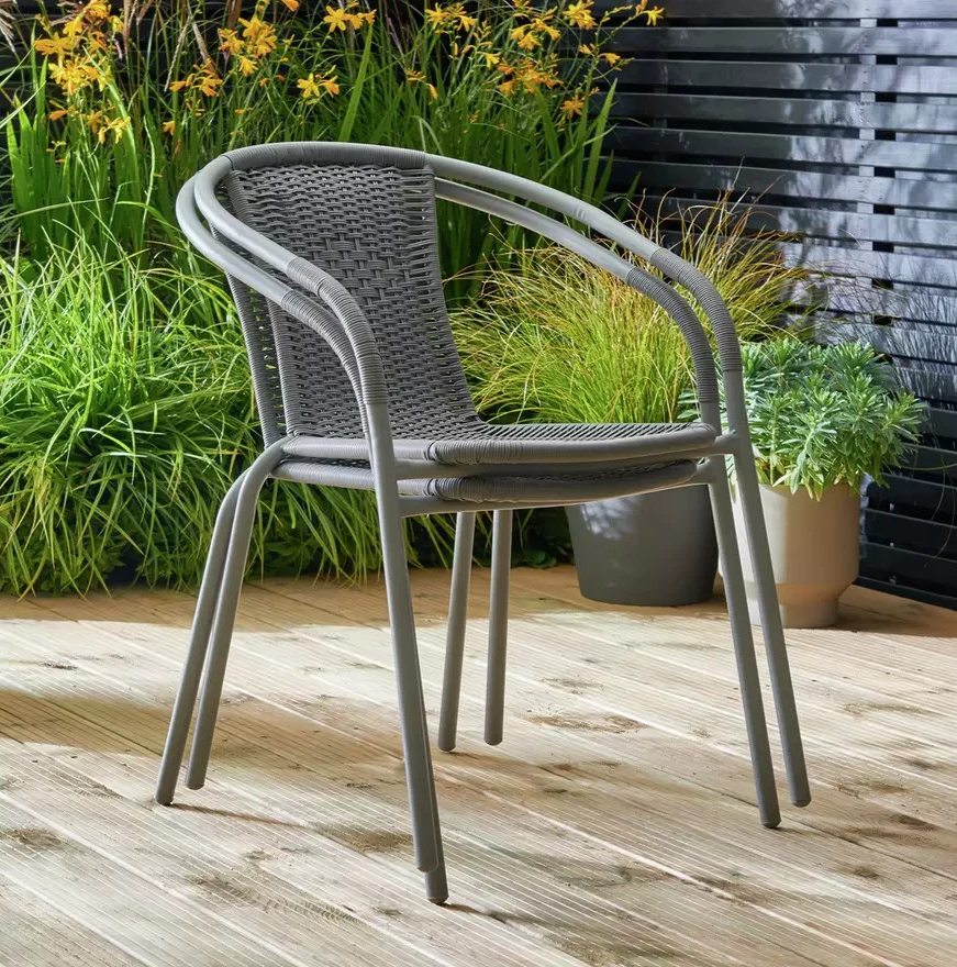 Home 2 Seater Rattan Effect Garden Bistro Set - Grey