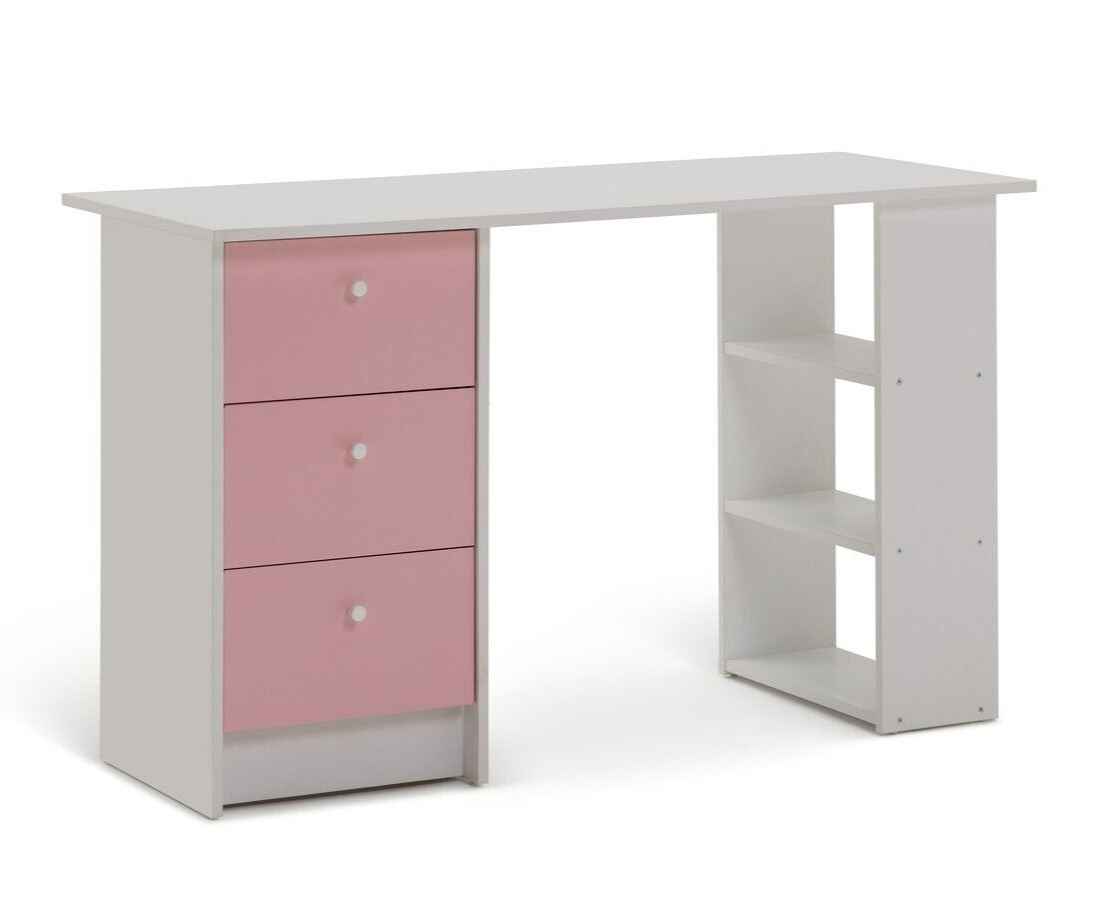 Kids Malibu 3 Drawers Desk - Pink & White ( B Grade )