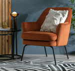 Celine Velvet Accent Chair - Orange | Vibrant Color Accent