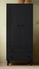 Akio 2 Drawer 2 Door Wardrobe - Black (B Grade)