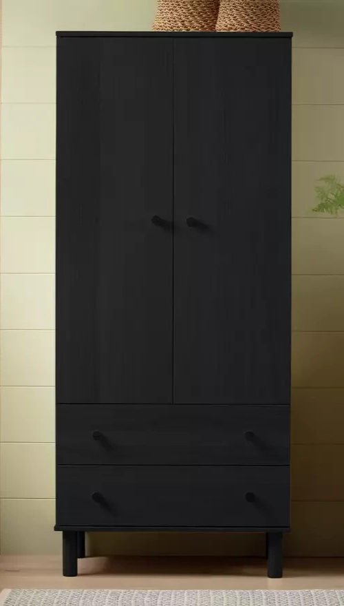 Akio 2 Drawer 2 Door Wardrobe - Black (B Grade)