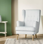 Callie Fabric Wingback Chair - Natural Stripe | Elegant Living Room Style