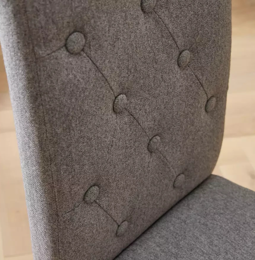 Home Pair of Tweed Fabric Dining Chairs Grey | Modern Kitchen Dining Chair Set