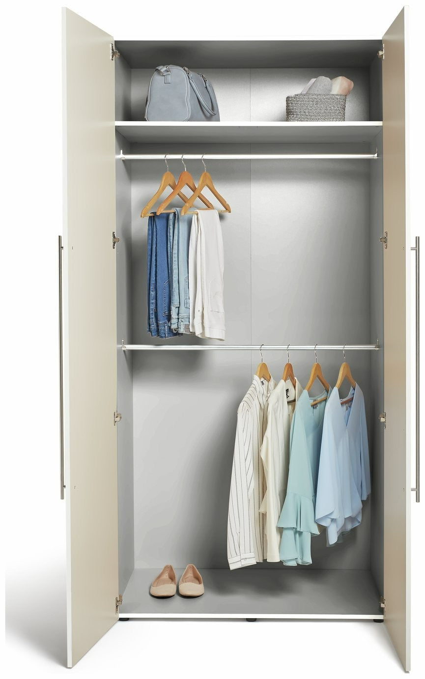 Atlas 2 Door Tall Wardrobe - White | Clean Modern Aesthetic