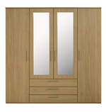 Home Brisbane 4 Door 3 Drawer Wardrobe - Oak | Growing Modern Bedroom Storage