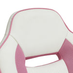 Faux Leather Mid Back Gaming Chair - White & Pink