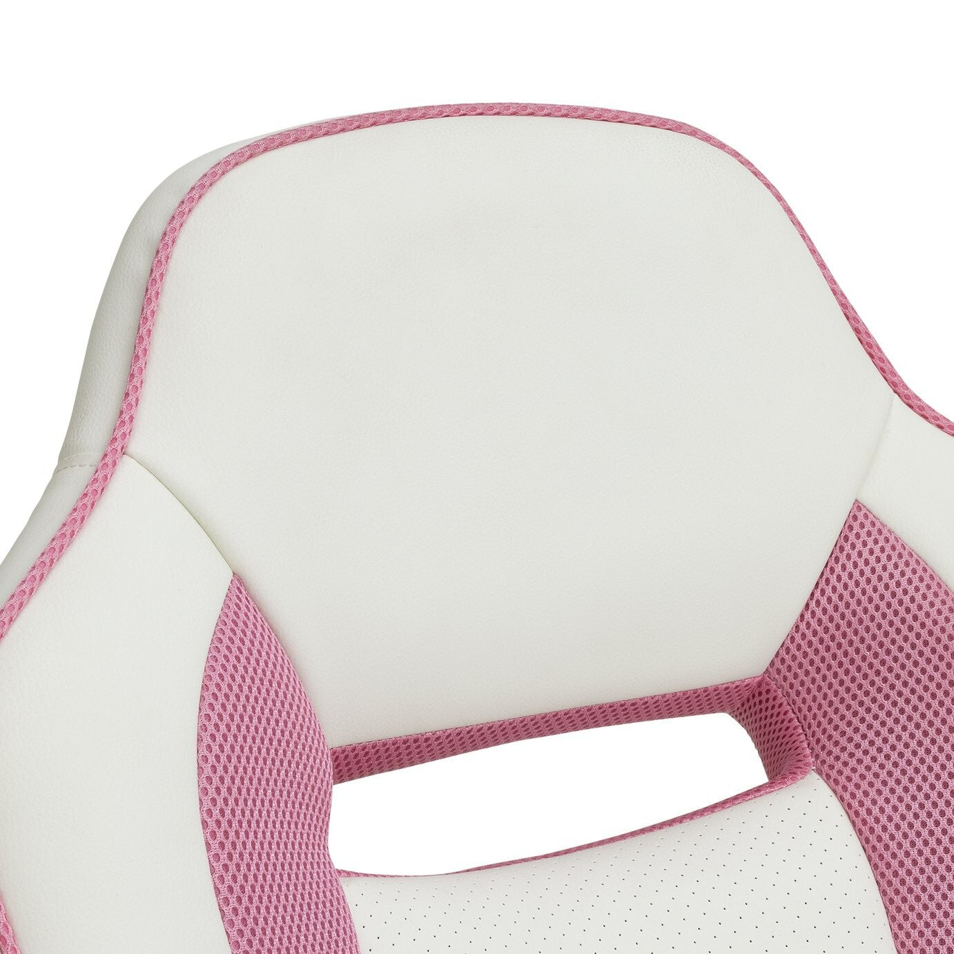 Faux Leather Mid Back Gaming Chair - White & Pink
