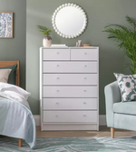 Malibu Modern 7 Drawer White Chest Of Drawers Storage Cabinet - For Bedroom