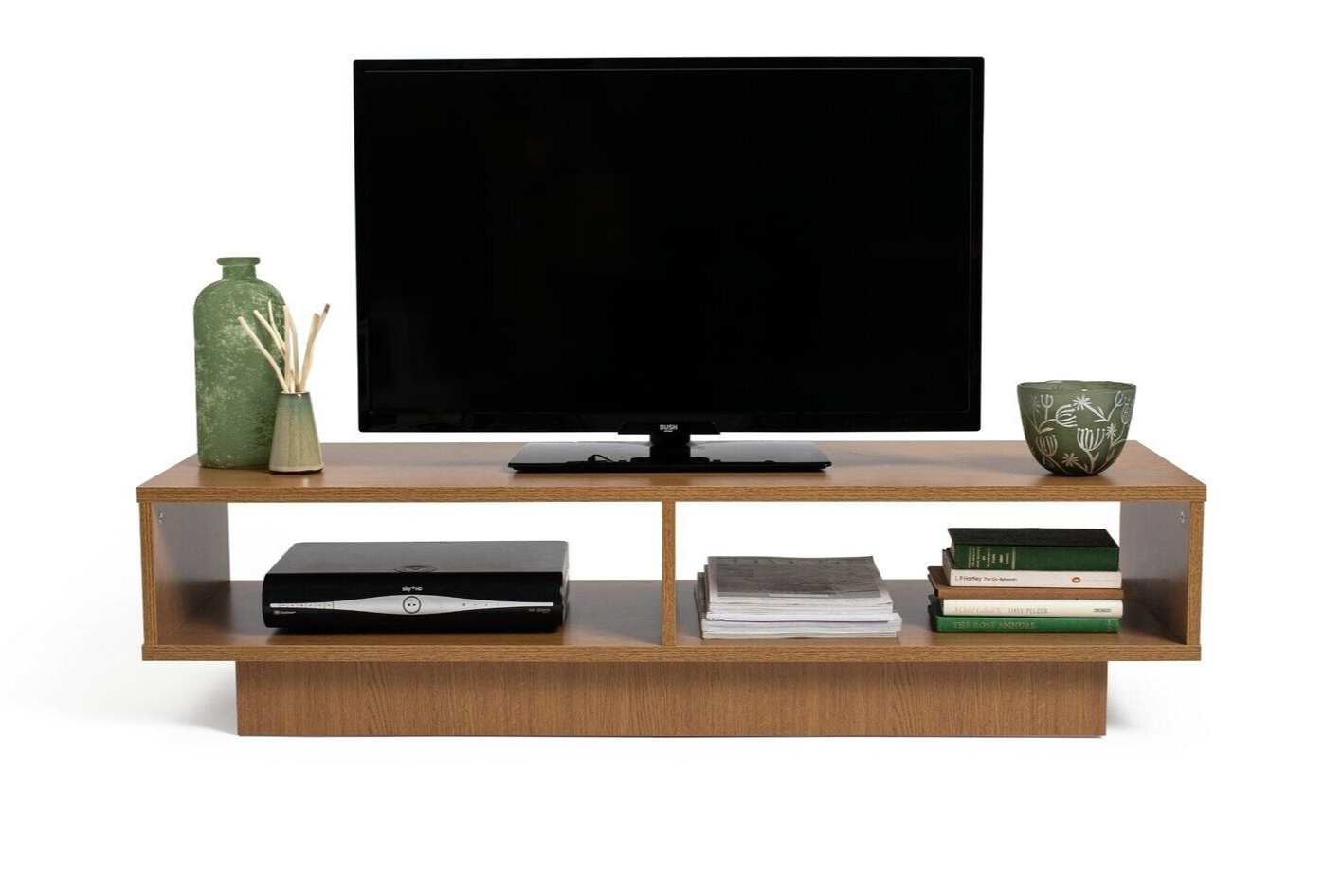 Habitat Cubes TV Unit Oak Effect | Compact TV Stand Open Shelves Media Storage