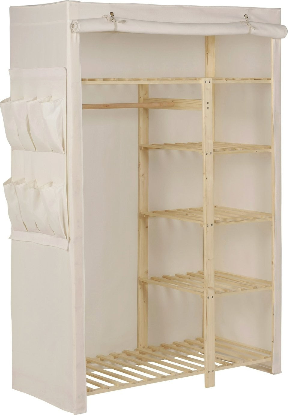 Home Covered Double Wardrobe - Cream | Fabric Covered Wardrobe