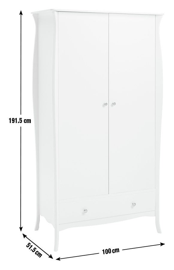 Home 2 Door 1 Drawer Wardrobe - White | Curvaceous looks wardrobe