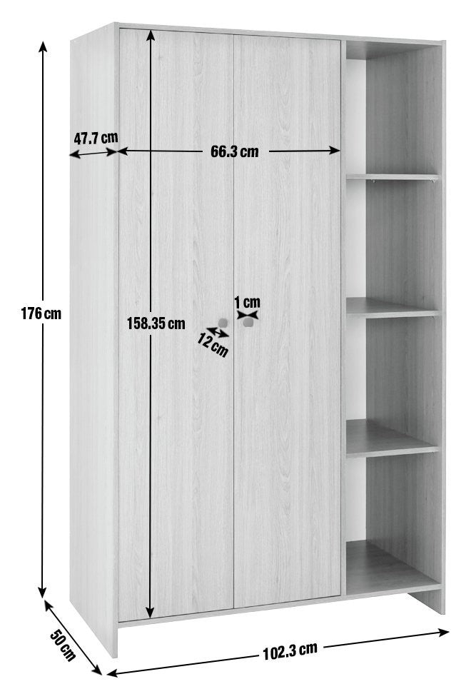 Home Seville 2 Door Open Shelf Wardrobe - Oak Effect | Wardrobe with shelving