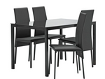 Lido Glass Dining Table 4 Chairs in Black 120cm For Kitchen or Living Room
