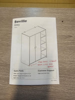 Home Seville 2 Dr Open Shelf Wardrobe -Grey Oak Effect (B Grade)