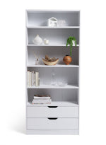 Compton 2 Drawer Bookcase - White | Space Saving Display Solution