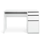 Home Pepper 2 Drawer Pedestal Office Desk - White | Modern Computer Workstation
