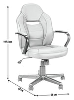 Faux Leather Gaming Chair Grey | Adjustable Swivel Tilt PC Ergonomic Comfort