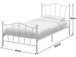 Fleur Single Metal Bed Frame - White with Single Memory Foam Mattress