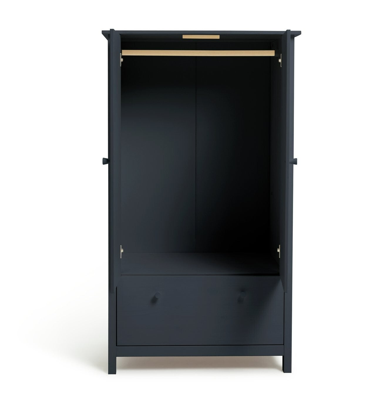 Scandinavia 2 Door 1 Drawer Wardrobe - Navy Blue | Solid Pine Wardrobe, Bedroom