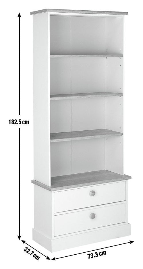 Home Winchester 2 Drawer Bookcase - Cream | Farmhouse look