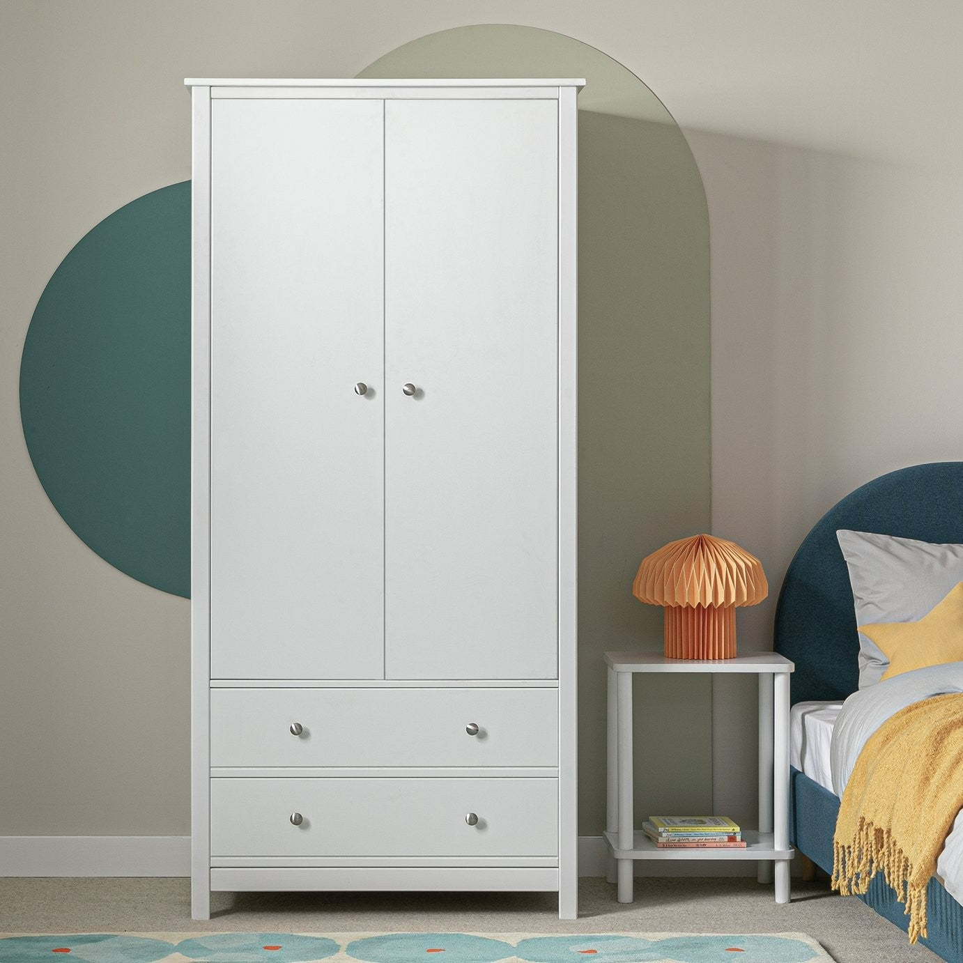 Brooklyn 2 Door 2 Drawer Wardrobe - White | White Closet with Drawers