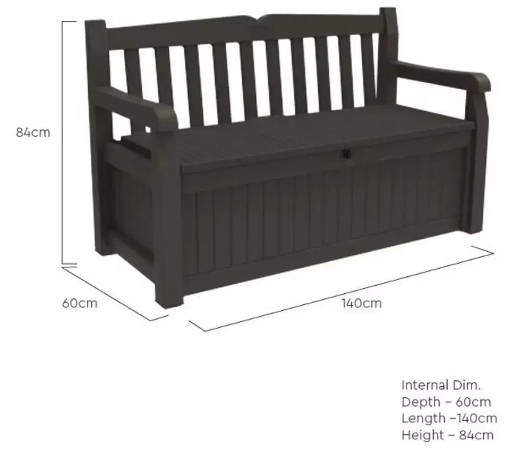 Keter Eden Bench 265L Outdoor Garden Storage Box - Grey