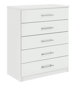 Home Normandy 5 Drawer Chest of Drawers White | Storage Furniture for Bedroom