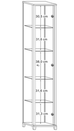 Home 1 Glass Door Display Cabinet Light Oak | Living Room Storage Cabinet Furnit