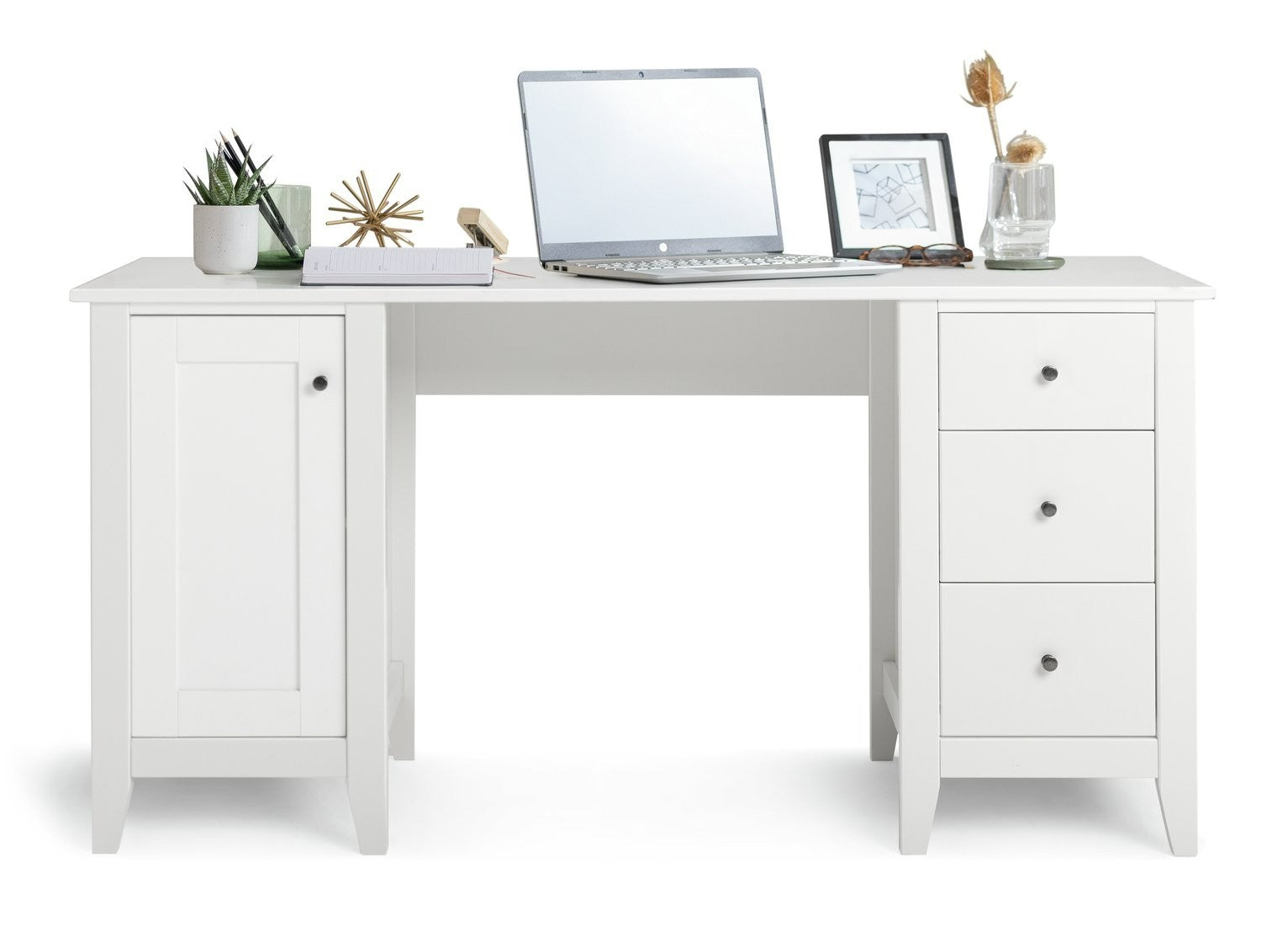 Minato 3 Drawer Office Desk - White | Modern workstation desk