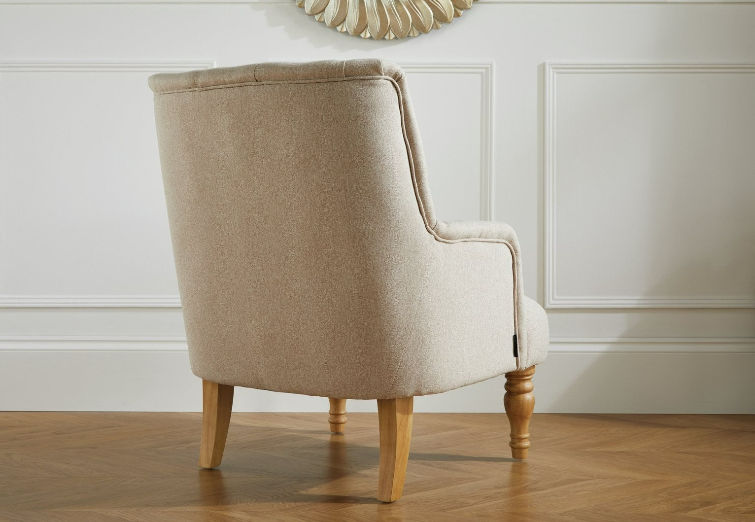 Birlea Padstow Fabric Accent Chair - Wheat |Elegant button back occasional chair
