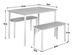 Home Bolitzo Oak Dining Table & 2 White Benches | Sturdy Kitchen Furniture Set