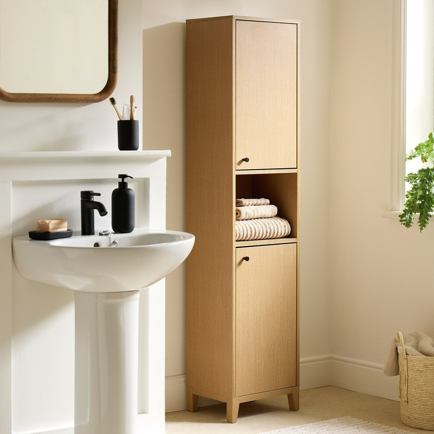 Herson Tallboy - Oak | Drawers Organizer Furniture Interior Practicality Space