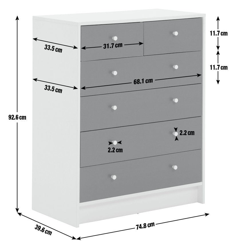 Home Kids Malibu 6 drawer Chest - Green and White | Kids bedroom drawers